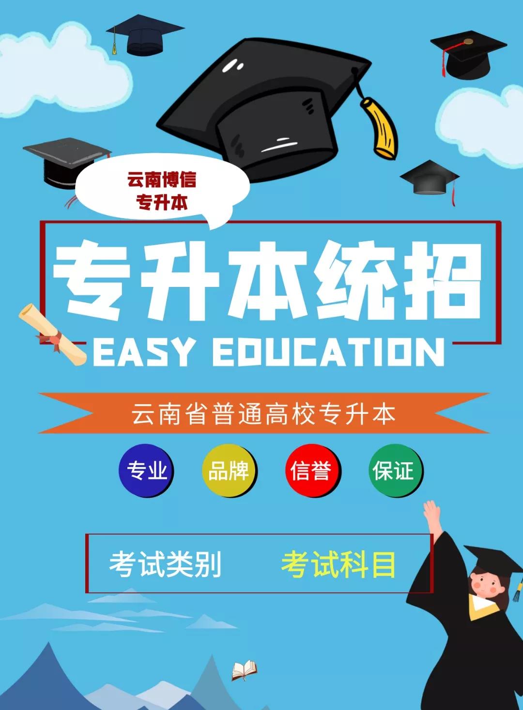 云南省普通高校专升本考试类别及考试科目